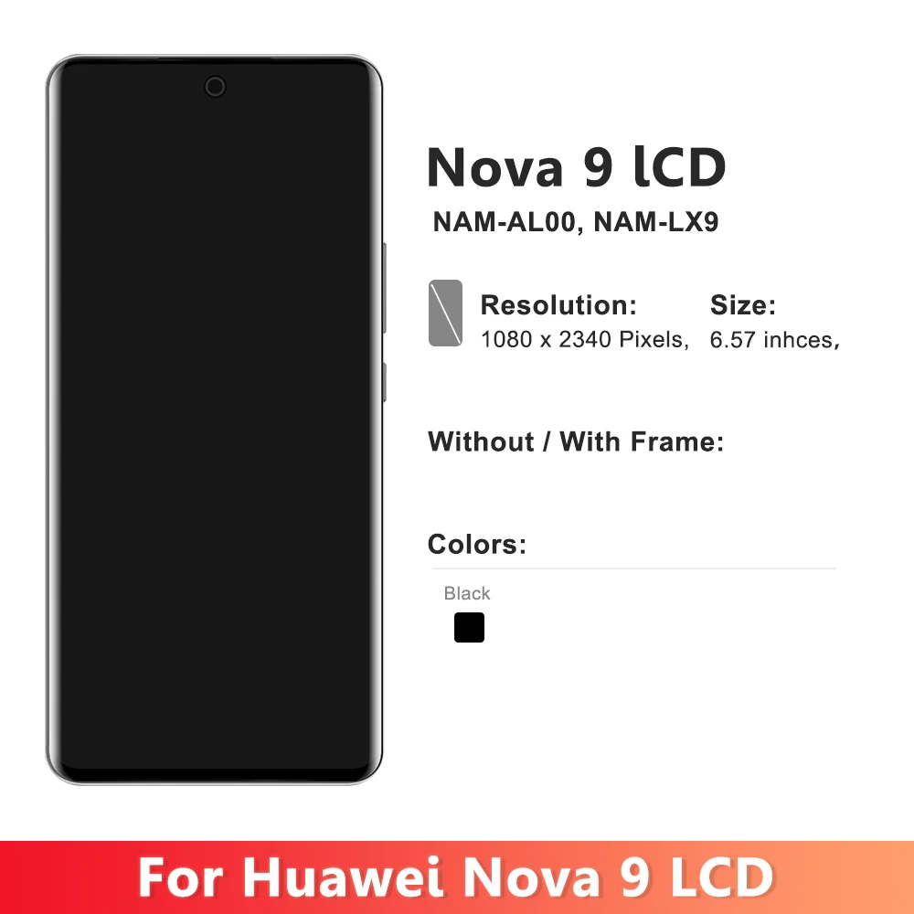 6.57'' nova9 Screen For Huawei Nova 9 Display NAM-AL00, NAM-LX9 Pantalla LCD Touch Screen Digitizer Assembly For Nova9 Display