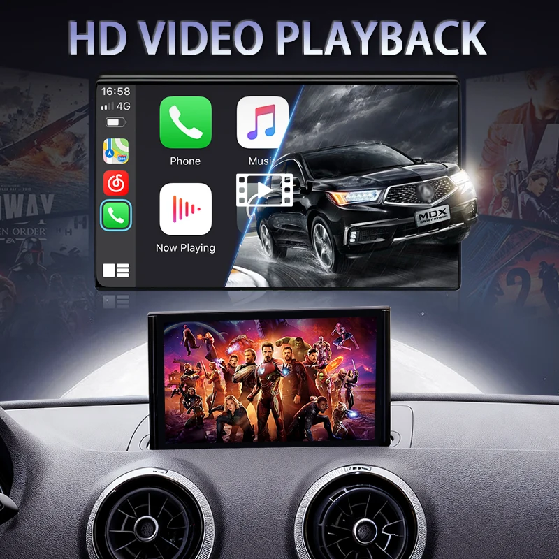 CarPlay inalámbrico Apple Android Auto para Audi A1 Q3 2012-2018 MMI 2G/3G HN + RMC con función de enlace de espejo AirPlay cámara GPS