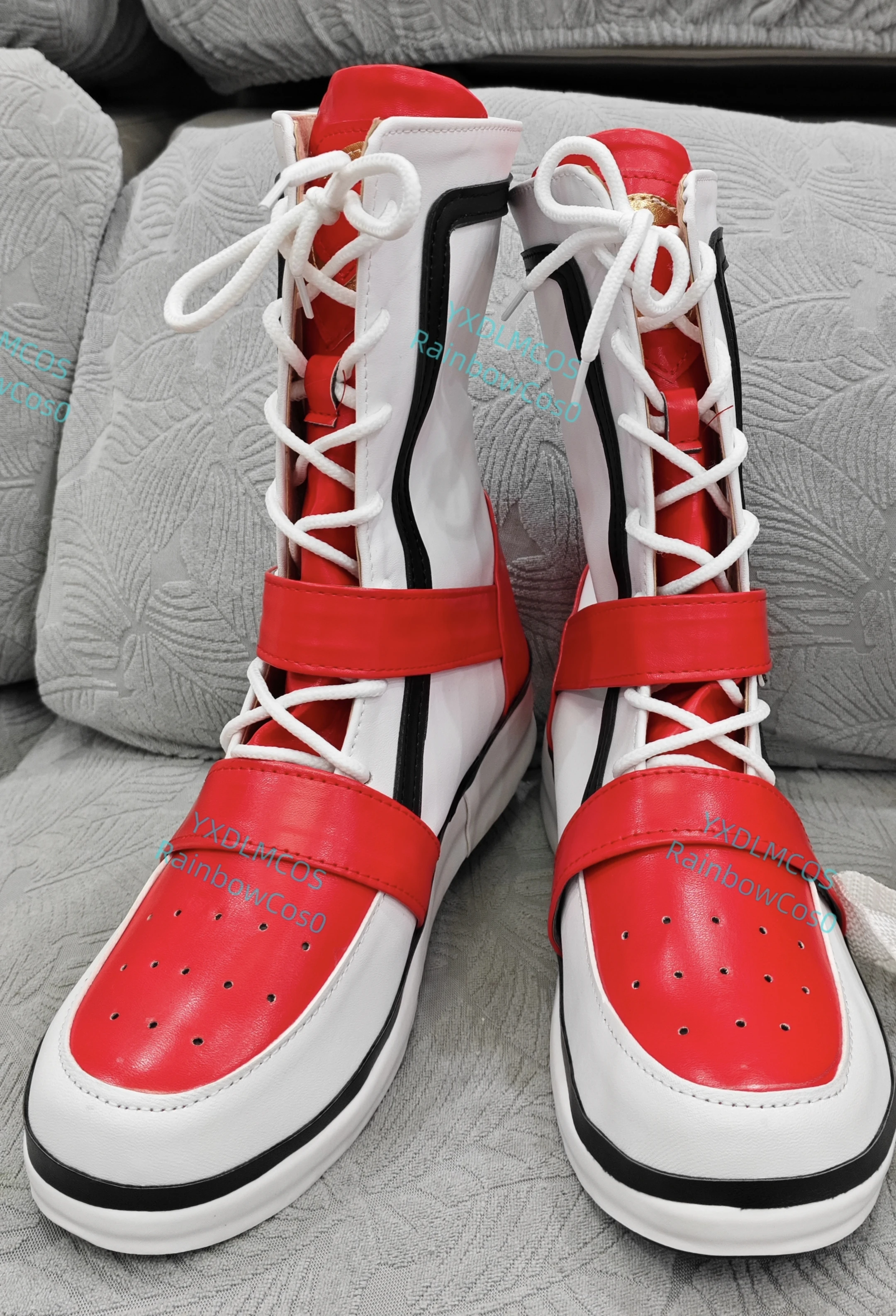 Chaussures de Cosplay torsadé du pays des merveilles ACE, bottes de jeu Anime Halloween arc-en-ciel cos0 W1024