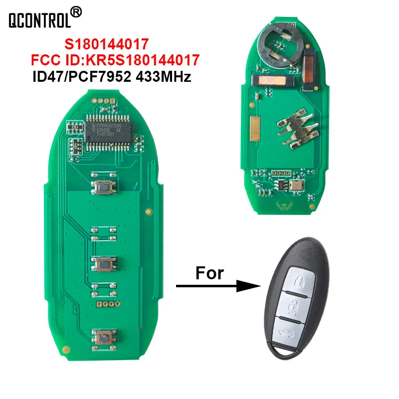 

QCONTROL ID47 Chip Keyless Entry Smart Remote Key Circuit Board for Nissan Altima Maxima Teana Pathfinder Titan 2013-2016