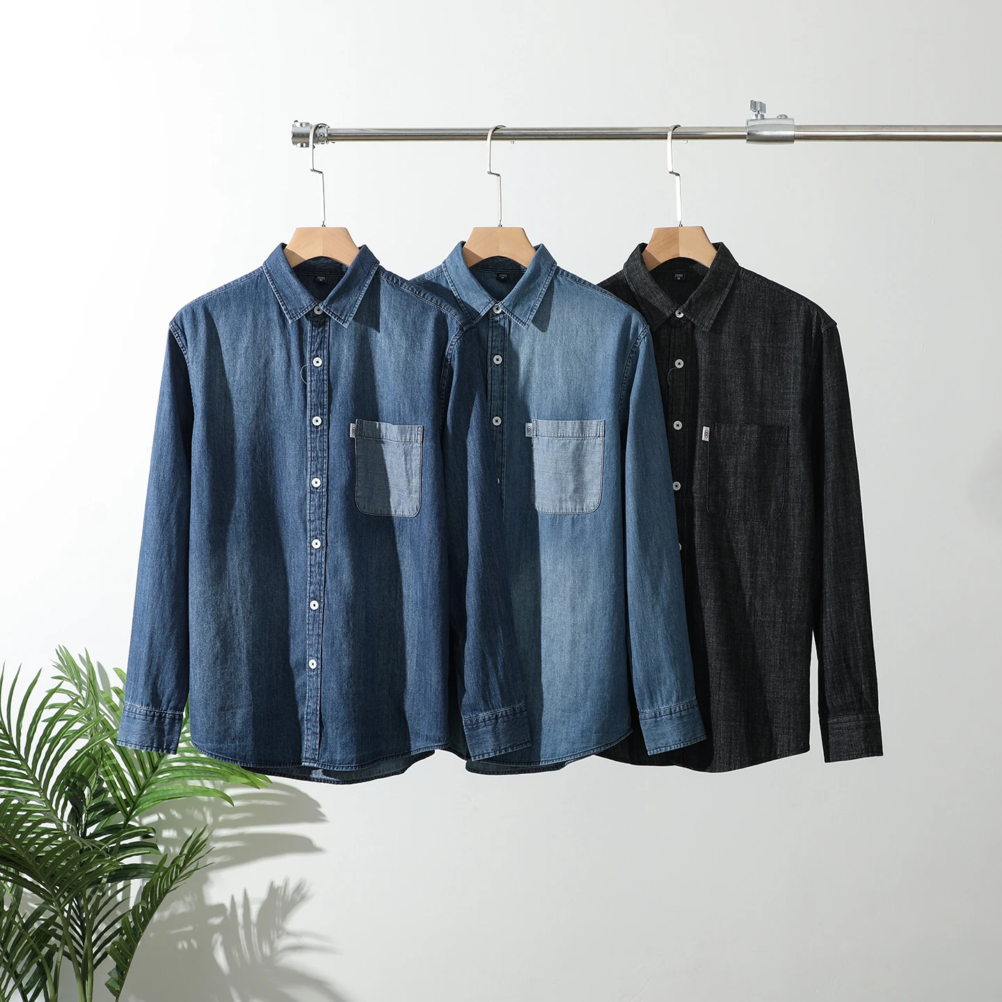 

Удобная дышащая мужская повседневная джинсовая рубашка-куртка в осенне-зимнем стиле с карманами, стандартный крой, длинный рукав, хлопковая куртка