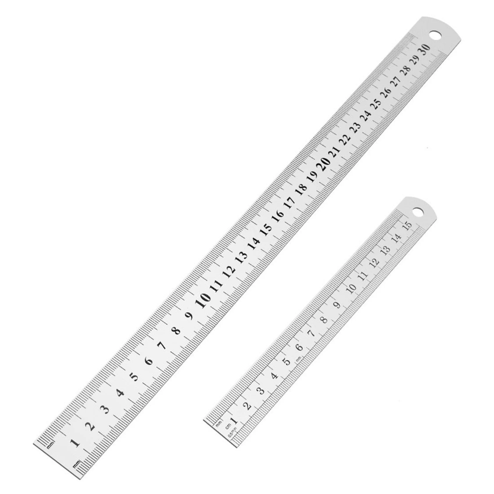 SCLL-60Cm Stainless Metal Measuring Straight Ruler With Stainless Steel Ruler 12 Inch + 6 Inch Metal Rulers