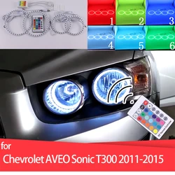 Multi-color RGB LED Angel Eyes Halo Ring Eye DRL RF Remote Control For Chevrolet AVEO Sonic T300 2011 2012 2013 2014 2015