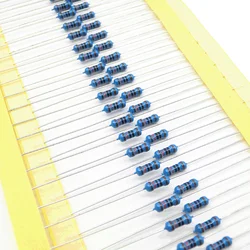 100Pcs 1/4W 0.25W Metal Film Resistor 0R 0.1Ohm-0.91Ohm 1R-10M 1 3 10 30 100 Ohm 1K 30K 100K 1M 2.2M Resistência do anel de cor