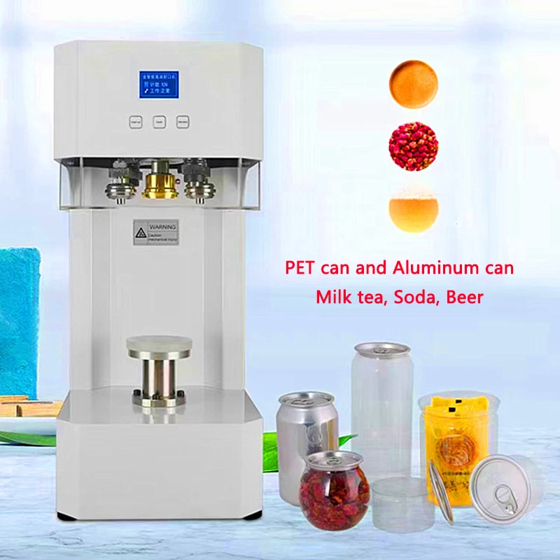 Non-Rotating Automatic Can Sealing machine PET can and Aluminum can, Ring-pull can, Paper bowl, Milk tea cup, Soda, Beer Sealer