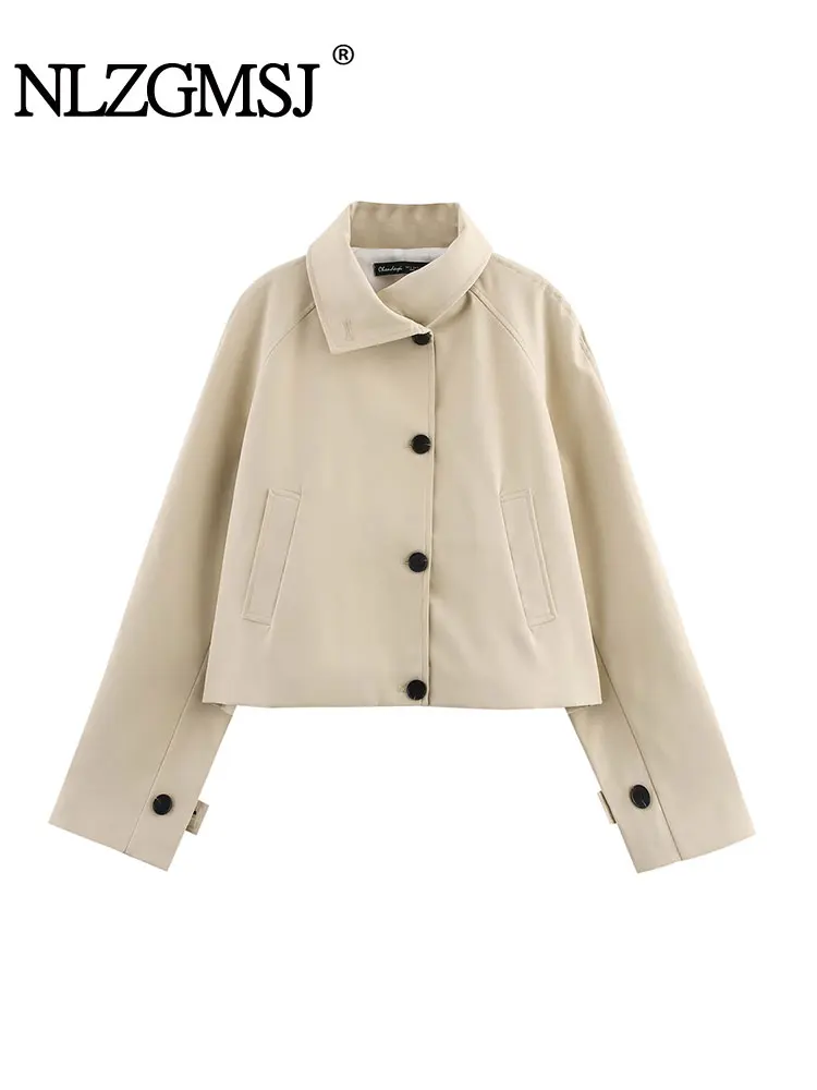 

Весна 2025: повседневные женские короткие куртки с длинными рукавами и пуговицами, пальто, модная винтажная свободная верхняя одежда