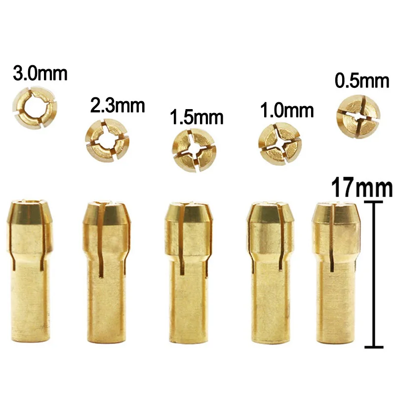 7pcs/set Mini 2.35/3.17/4.05/5.05mm Brass Dremel Collet Drill Chucks For Electric Motor Shaft Drill Bit Tool Drill Chuck Adapter