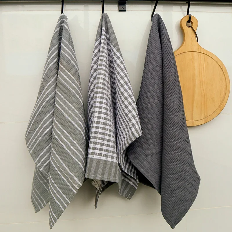 Drei-stücke-Geschirr tuch Baumwollgarn gefärbtes Geschirr tuch Home Tuch Serviette Küchen tuch Set