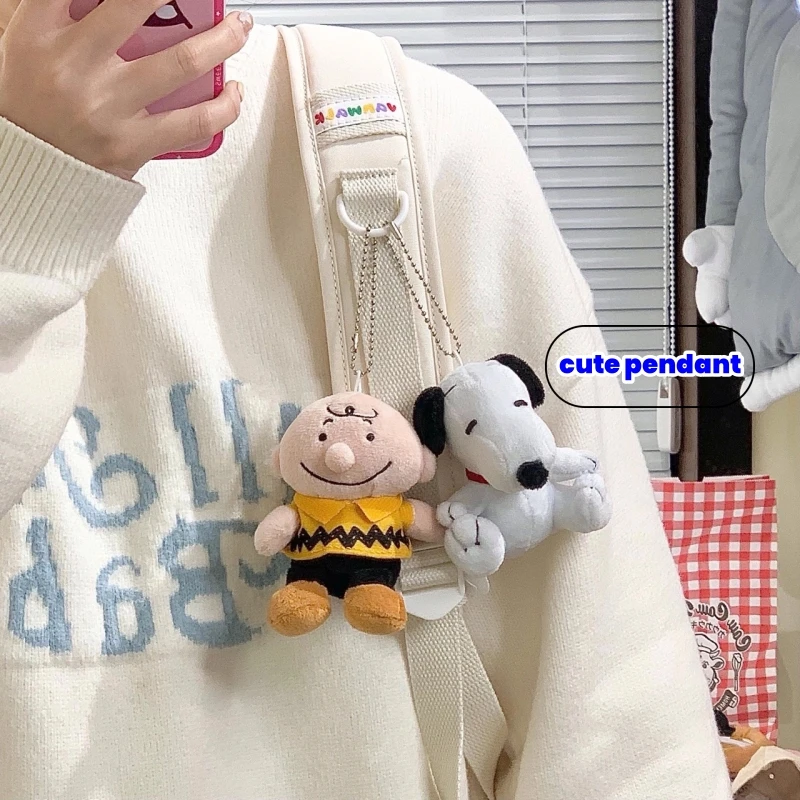 Snoopy/Charlie Brown Bag Pendant Paper Bag Cover Cute Keychain Cartoon Animation Plush Doll As A Gift for Friends and Besties