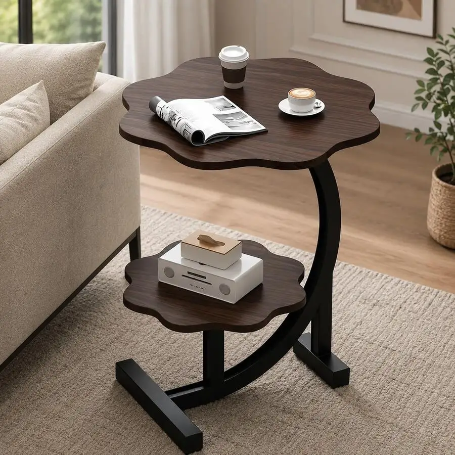 Modern Cloud Side Table With Storage Shelf  Elegant Marble Finish End Table For Living Room, Bedroom & Sofa Side, Space-Saving