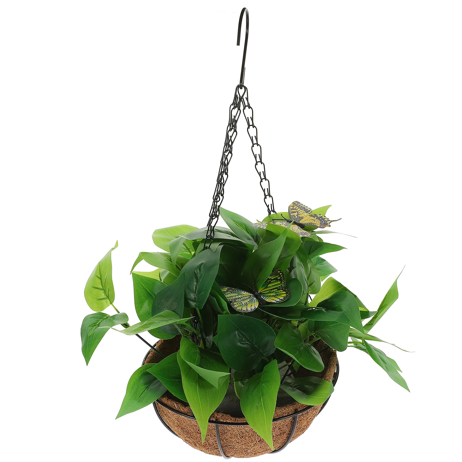 

Epipremnum Aureum Artificial Hanging Basket Fake Potted Plant Iron Plastic Palm Sponge Home Office Garden Ornament