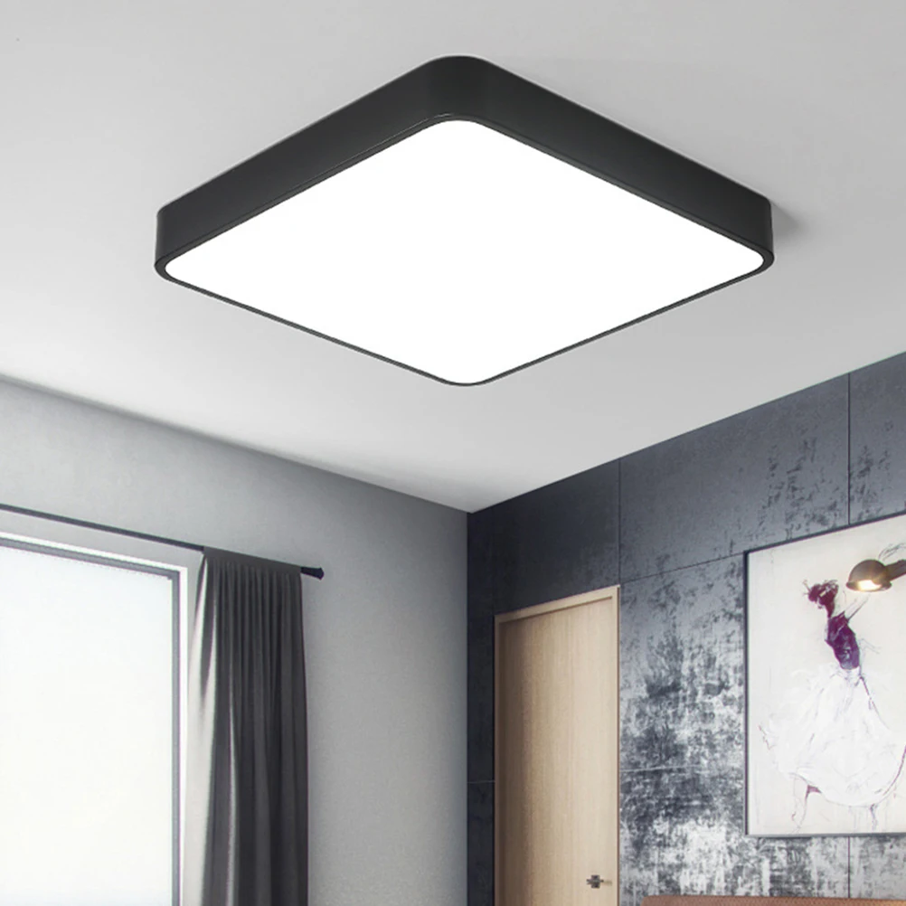 

Ceiling Light 300x300mm LED Flush Mount Living Room Bedroom Balcony PVC Black 24W Double Durable