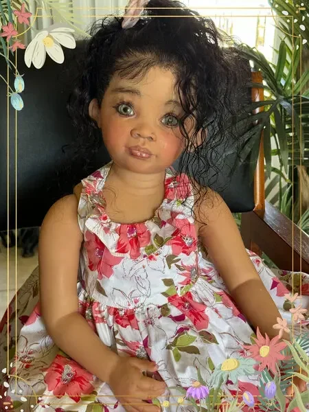 

EGO Customized Limited Supply 29'' Reborn Baby Meili Dark Skin Huge African Girl Painted Kit DIY Part With Hand-Rooted Hair