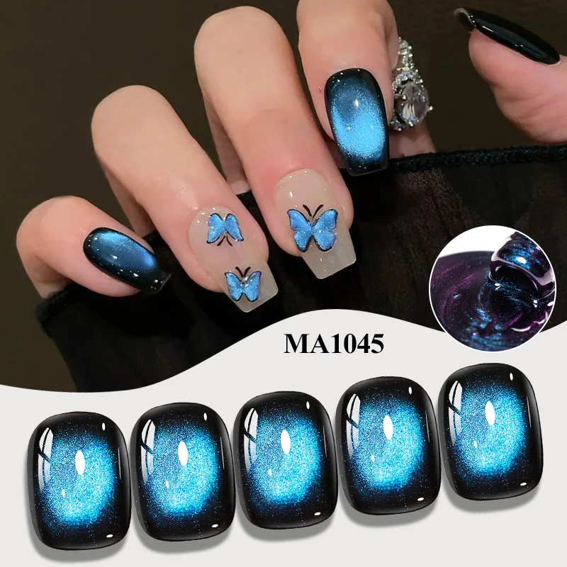 MEET ACROSS 7ml Color Galaxy Effect Magnetic Gel High Saturation Autumn Winter Dark Cat Eye Gel Polish Semi-permanent Nails Art
