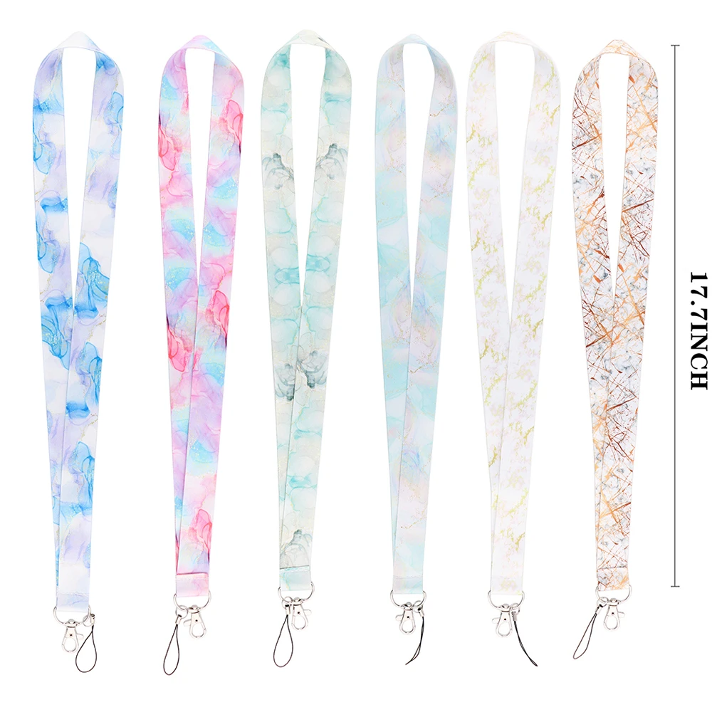 Marble Printing Lanyards Cool Neck Strap Straps Ribbons Phone Buttons ID Card Holder Lanyard Buttons DIY Hanging Rope