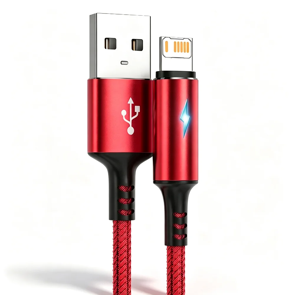 Smart Indicator Light Fast Charging Cable For iPhone X XR XS Max 11 12 13 Mini 14 Pro Max 7 8 14 Plus SE Quick Charge Data Cable