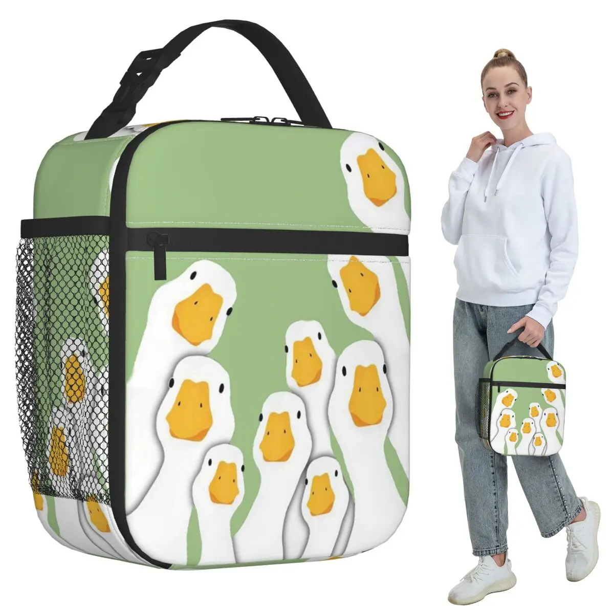 Cartoon Popular Goose Animal Insulated Lunch Bag for Kids School Cooler Thermal Food Box Tote Portable Lunch Boxes Container