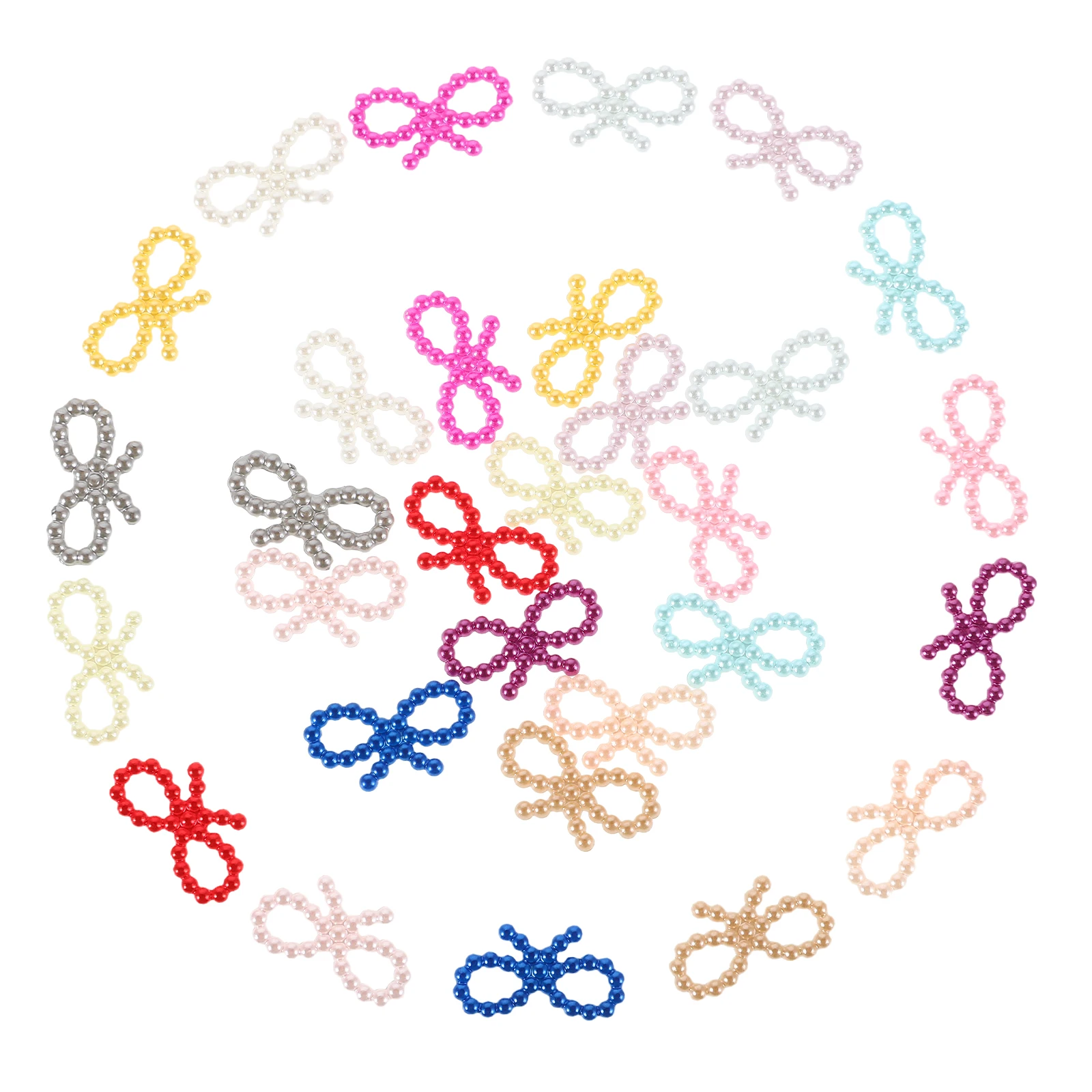 

100 Pcs Hollow Bow Wedding Project Cute Simulated Pearl Tie DIY Bowknot Design Abs Wrapping Craft Nail