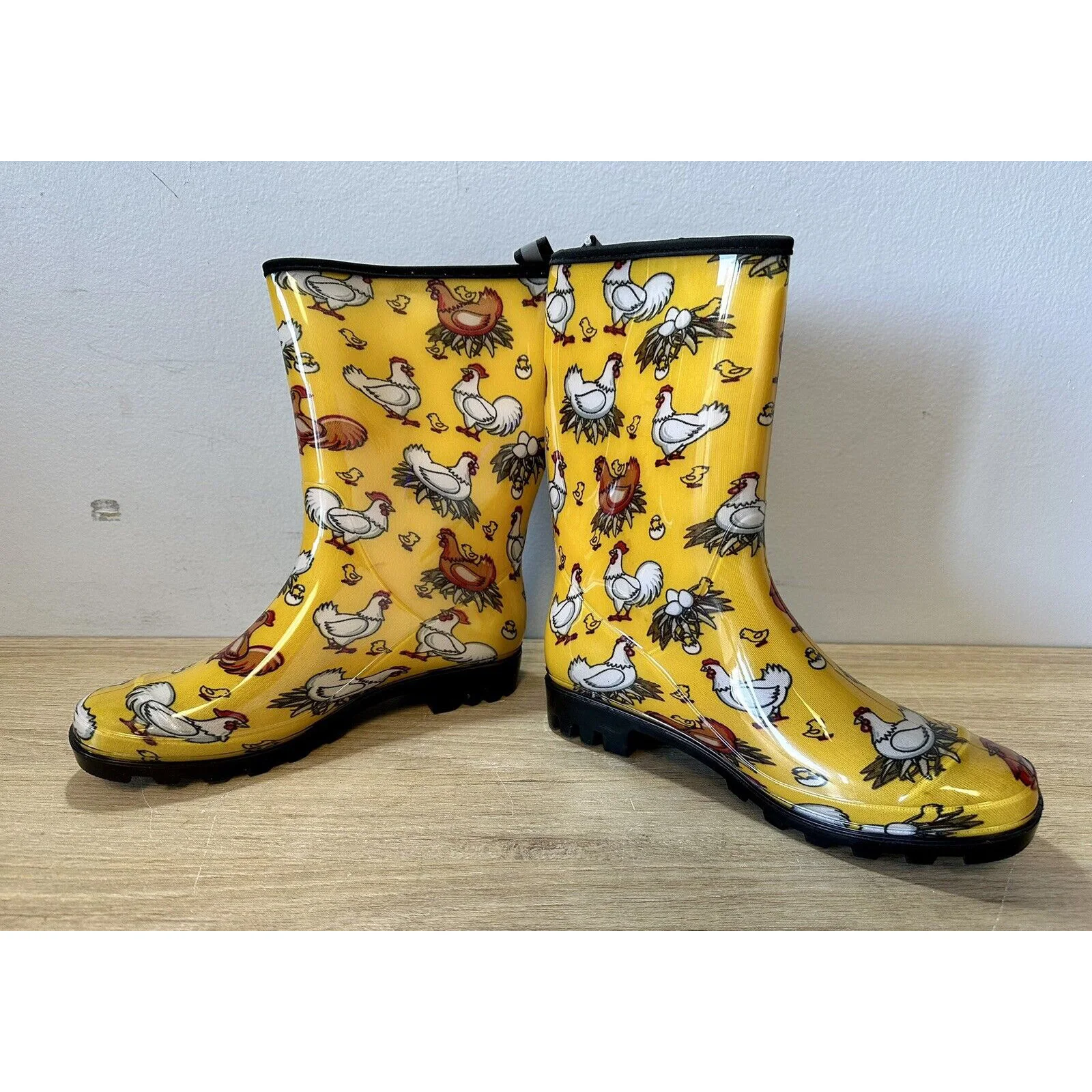 Fukuji-Botas de lluvia impermeables para mujer, botas de trabajo de barro, jardinería, media