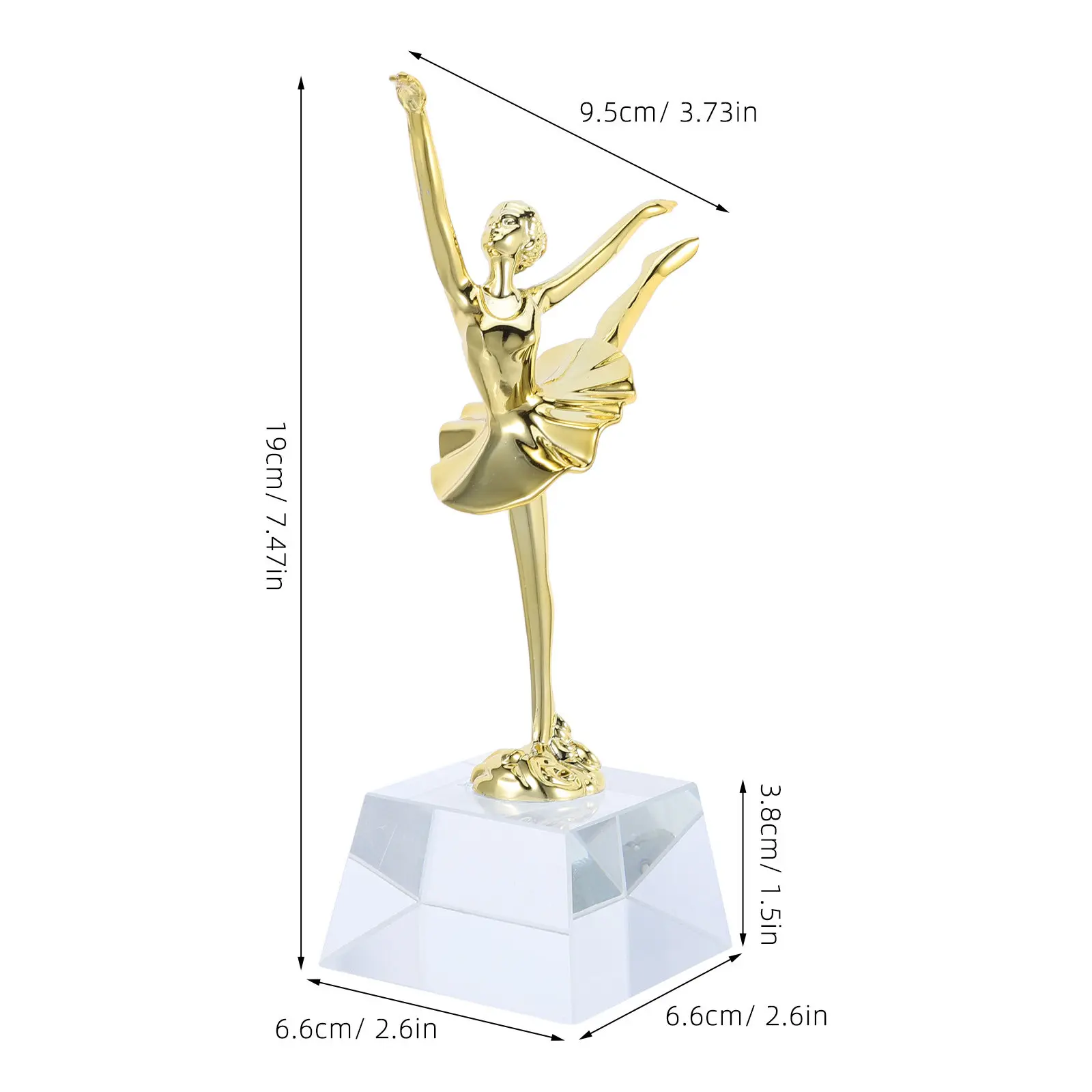 Ballet Dance Trophy Gold Figure Crystal Base 7.5inch Ballet Jazz Tap Contest Dance Competition Trophy Award Souvenir