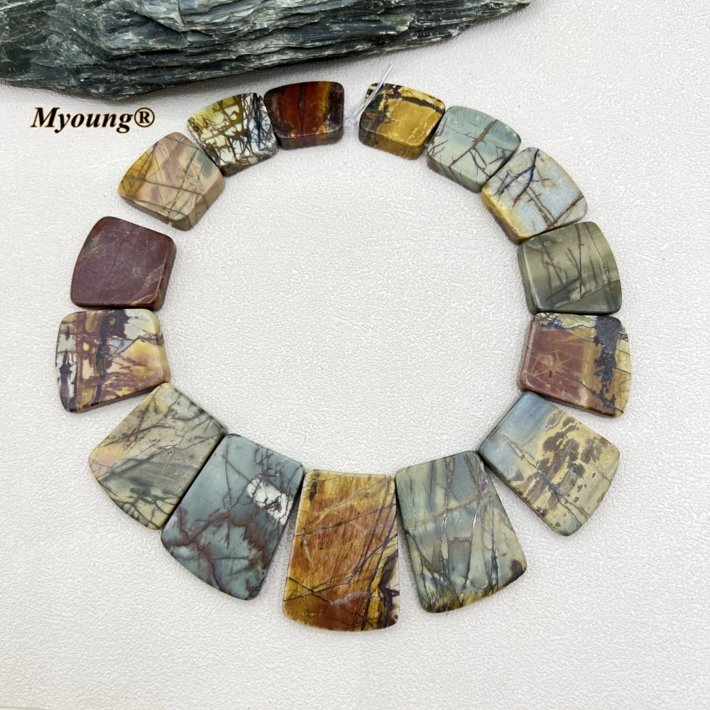 Sector Shape Mix Size Natural Picasso Jaspers Slice Stone Pendant Beads For DIY Jewelry Making MY230530