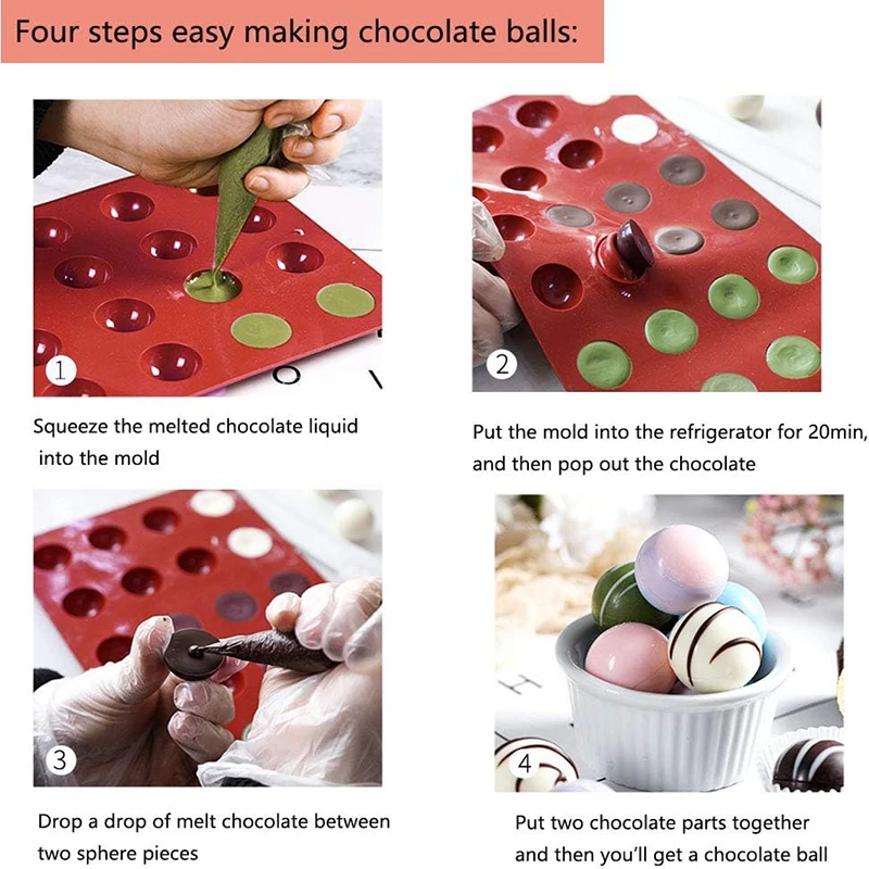 Silicone DIY 3D Round Christmas Chocolate Accessories Cake Baking Molds Kitchen Eco-Friendly Handmade Baking Tool Cake Mold