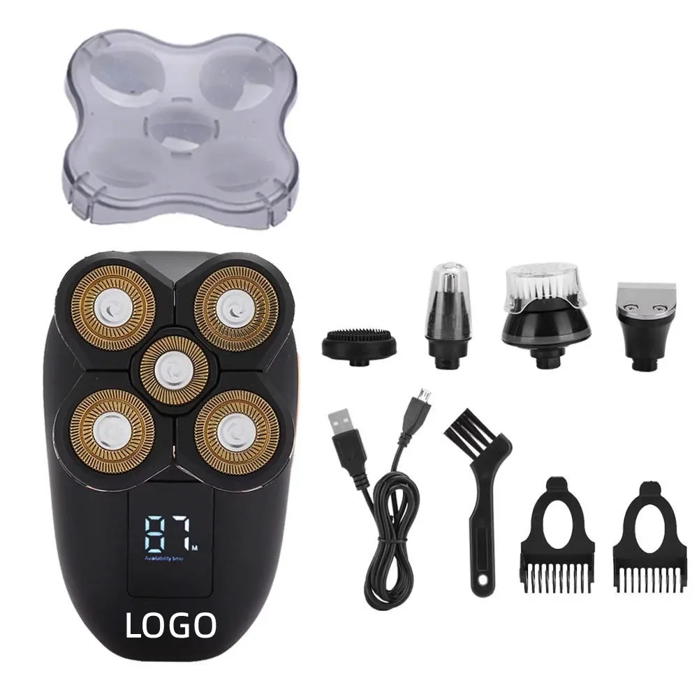 

Multifunctional Dropshipping Shaver Grooming Kit For Men 5 In 1 Wet And Dry Waterproof Electric Razor Bald Head Shaver