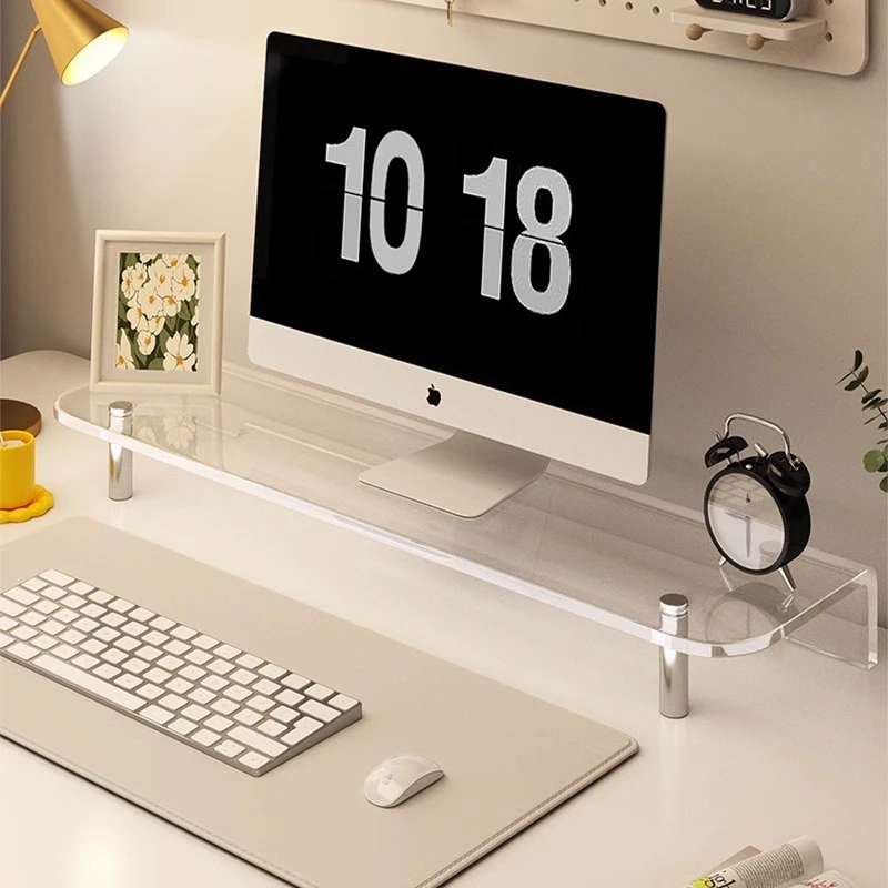 Acrylic Monitor Stand Desk Riser Computer Display Stand Desktop Organizer for Home Office Laptop Desk Setup Space Saving