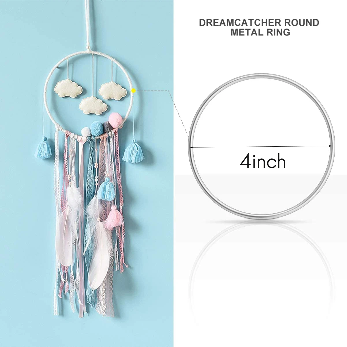 10 Pack 4 Inch Silver Dream Catcher Metal Rings Floral Hoops Wreath Macrame Creations Ring for Crafts DIY