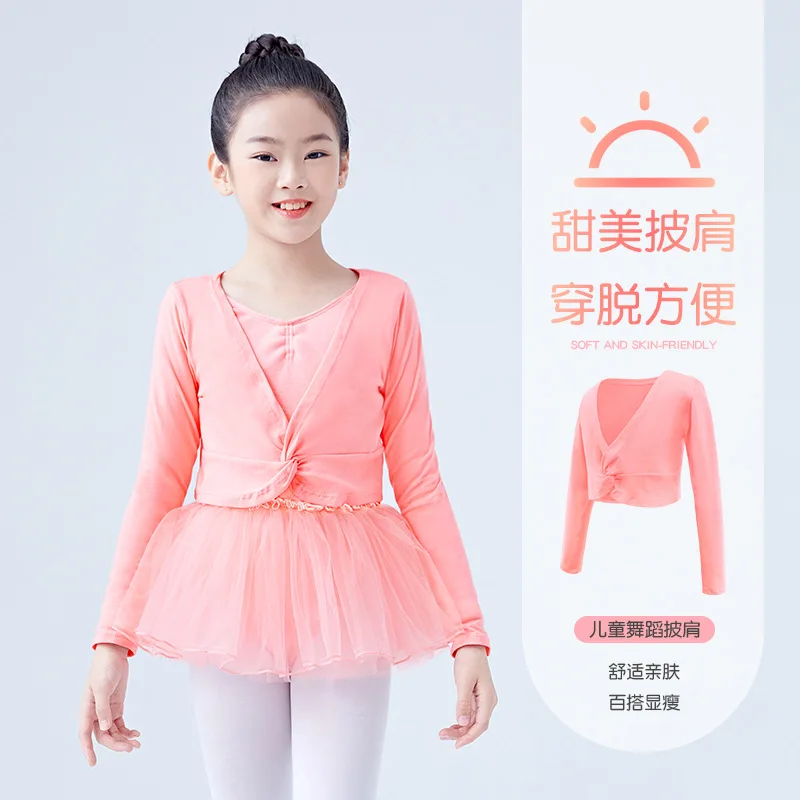 Kids Cotton Dance costumes Shawl long sleeved top Spring Girls Coat Ballet dance practice costume performance dancewear