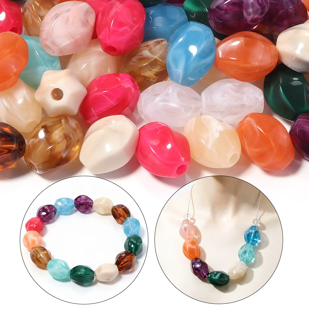 10 Stück unregelmäßige diamantförmige Acrylperlen, zweifarbig, imitierte Natursteine, lose Abstandsperlen für Schmuckherstellungszubehör – Detail 2