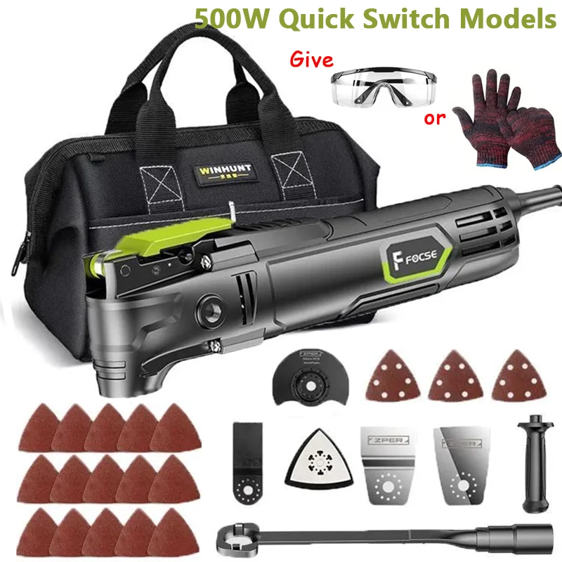 

500W FOCSE Oscillating Tool Kit, 6 Variable-Speeds with 27-Piece Accessory Set with carrying Bag