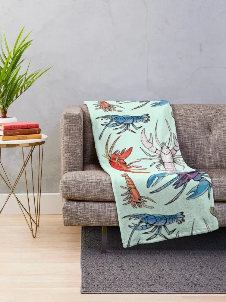 Colorful Aquatic Crayfish Species in Watercolor Throw Blanket Luxury Blankets For Sofas Bed covers Thermal Blankets