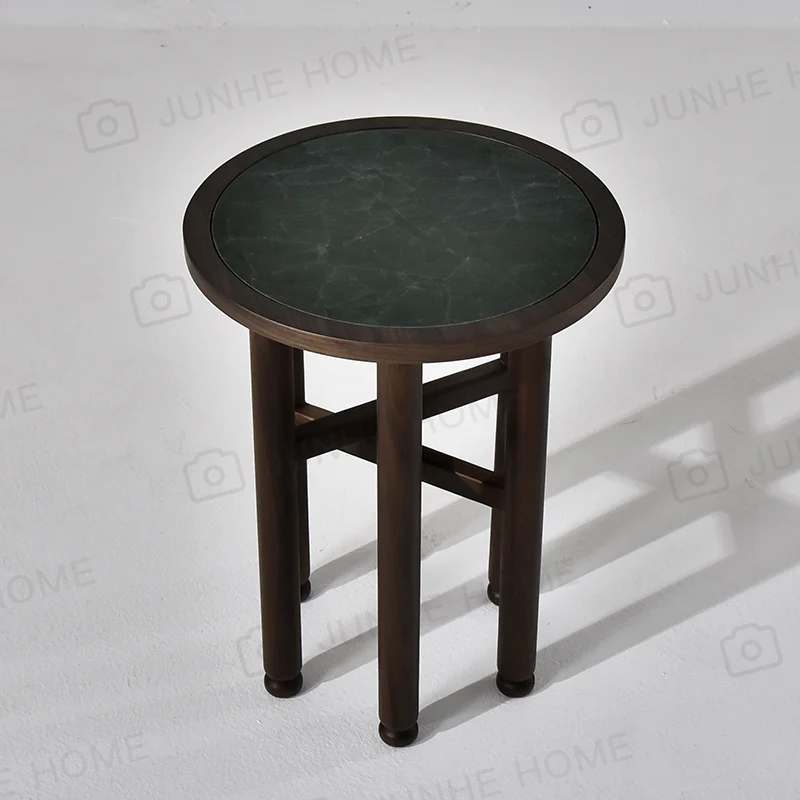 Round marble table top side table, designer home living room sofa next to small table, furniture customization