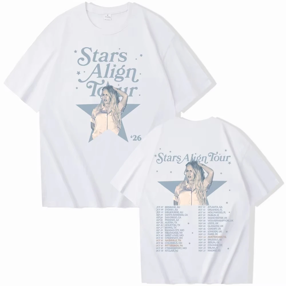 Freya Skye Stars Align 2026 Tour Print Unisex Crew Neck T-Shirt, Harajuku Style Casual Hip Hop Short Sleeve Top T-Shirt