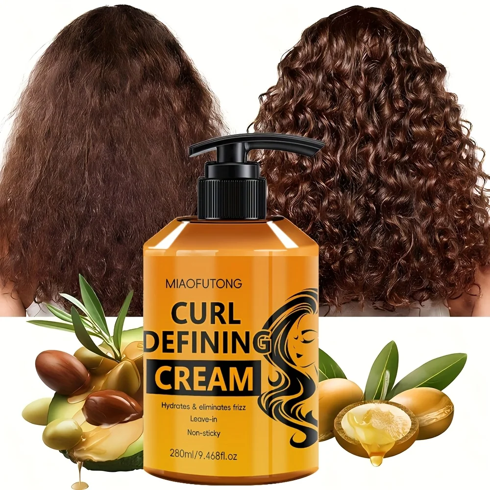

CURL DEFINING CREAM с аргановым маслом для волнистых и вьющихся волос, увлажняющий крем для волос и глубокий кондиционер для блеска и отскока