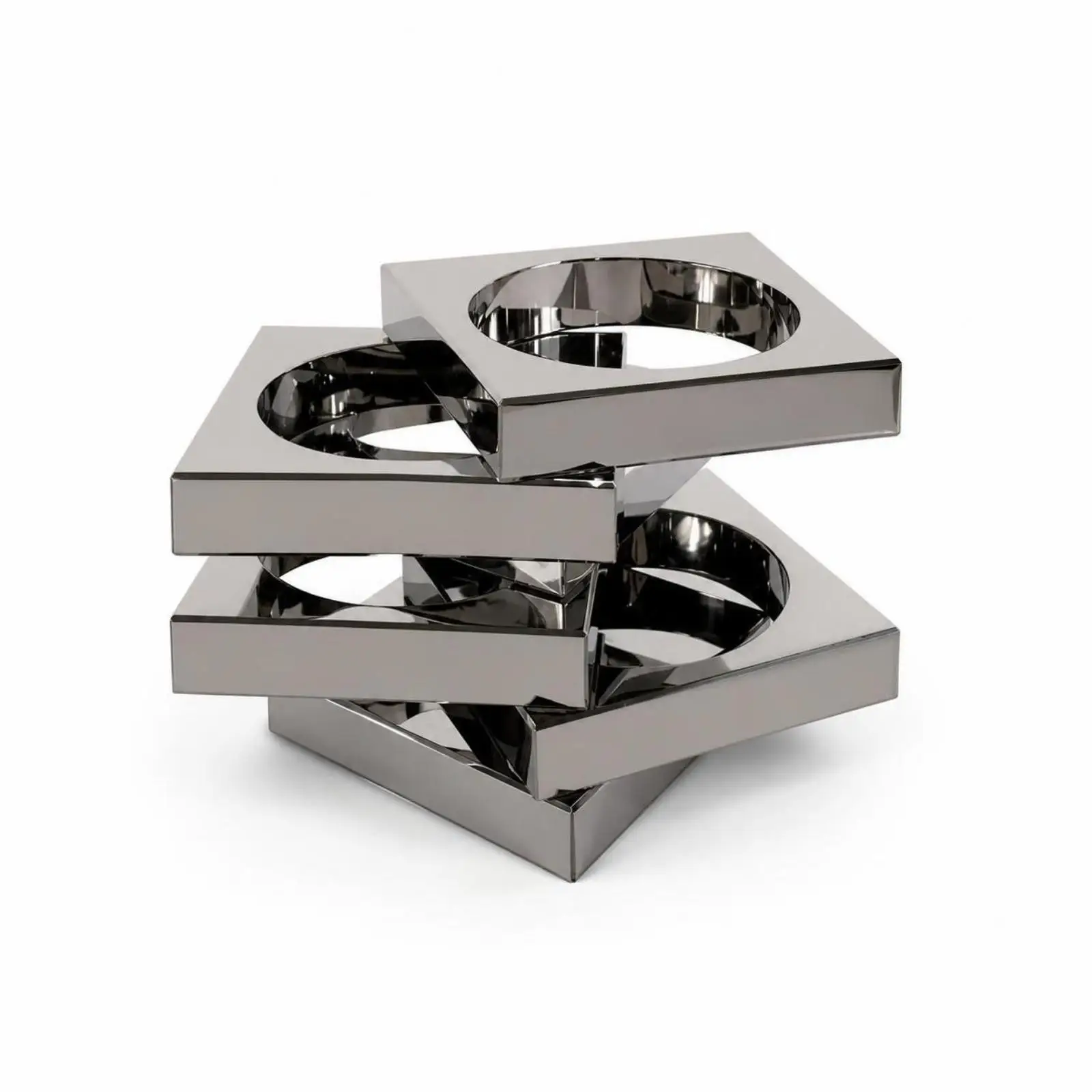 Contemporary Geometric Vase | Silver, Crystal Glass Vase, Decorative, for Living