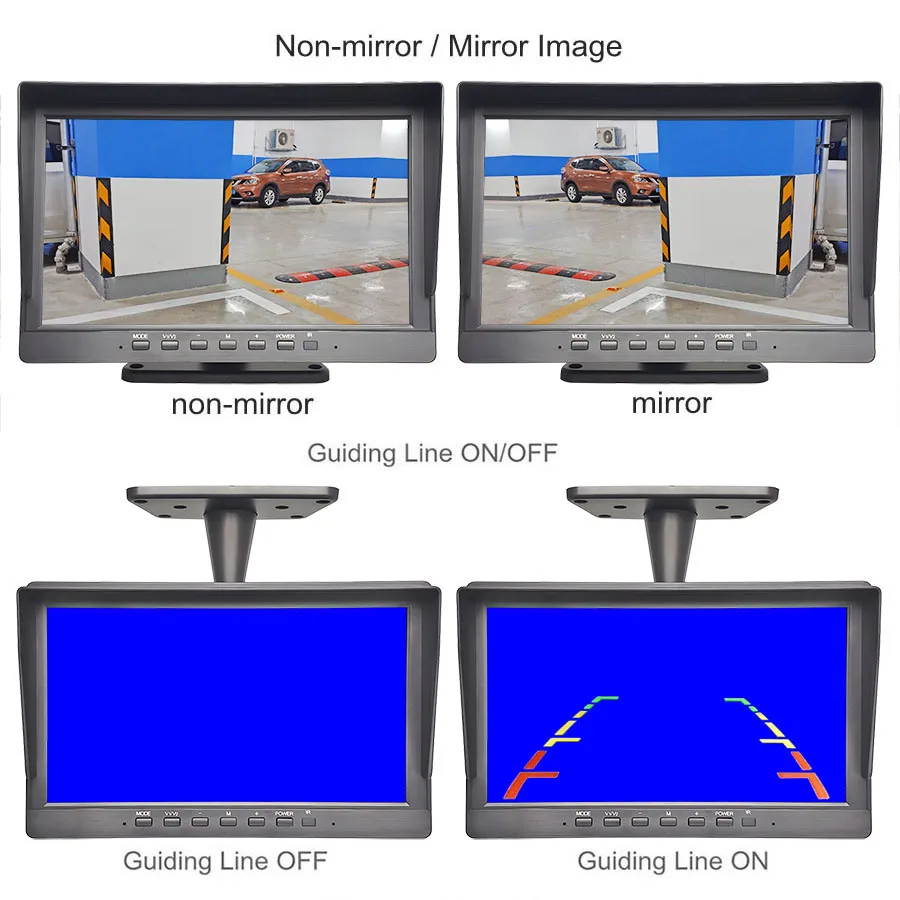 DIYKIT 10.1 بوصة AHD CVBS IPS LCD HD شاشة الرؤية الخلفية شاشة السيارة دعم 1080P AHD CVBS كاميرا سيارة 4PIN إدخال الفيديو