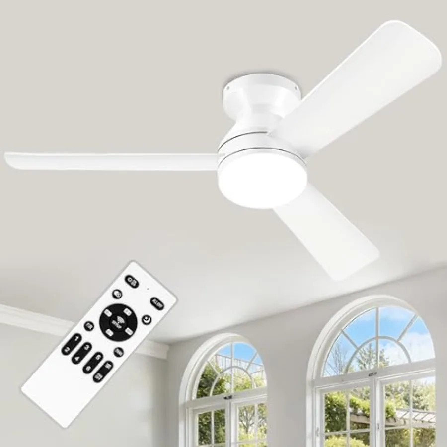 

Ceiling Fans with Lights - Low Profile Ceiling Fan with Light and Remote Control, Reversible, 3CCT Dimmable, Noiseless, Small F