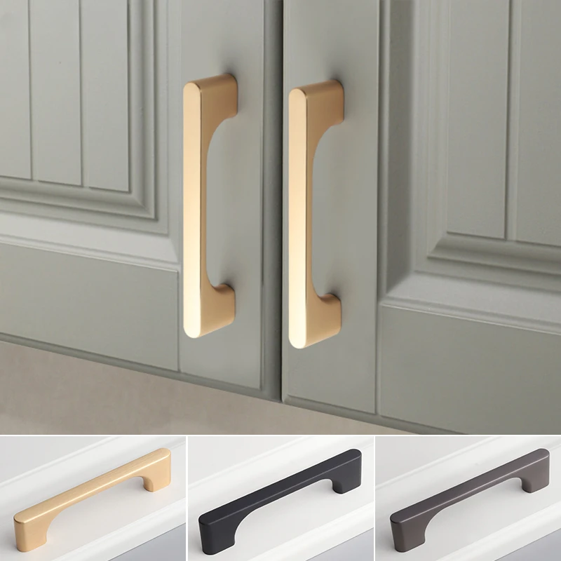 Furniture Cabinet Handles Zinc Alloy Drawer Door Pull Handles Hole Center 96/128/160mm Kitchen Wardrobe Cupboard  Accessories