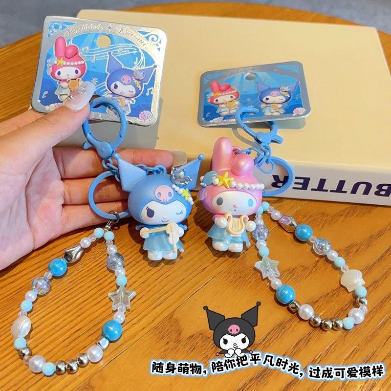 Genuine Sanrio Kuromi Song of The Sea Serie Keychain Iridescent Beaded Bracelet Couple Bag Charm Sweet Gifts Birthday Festivals view 3
