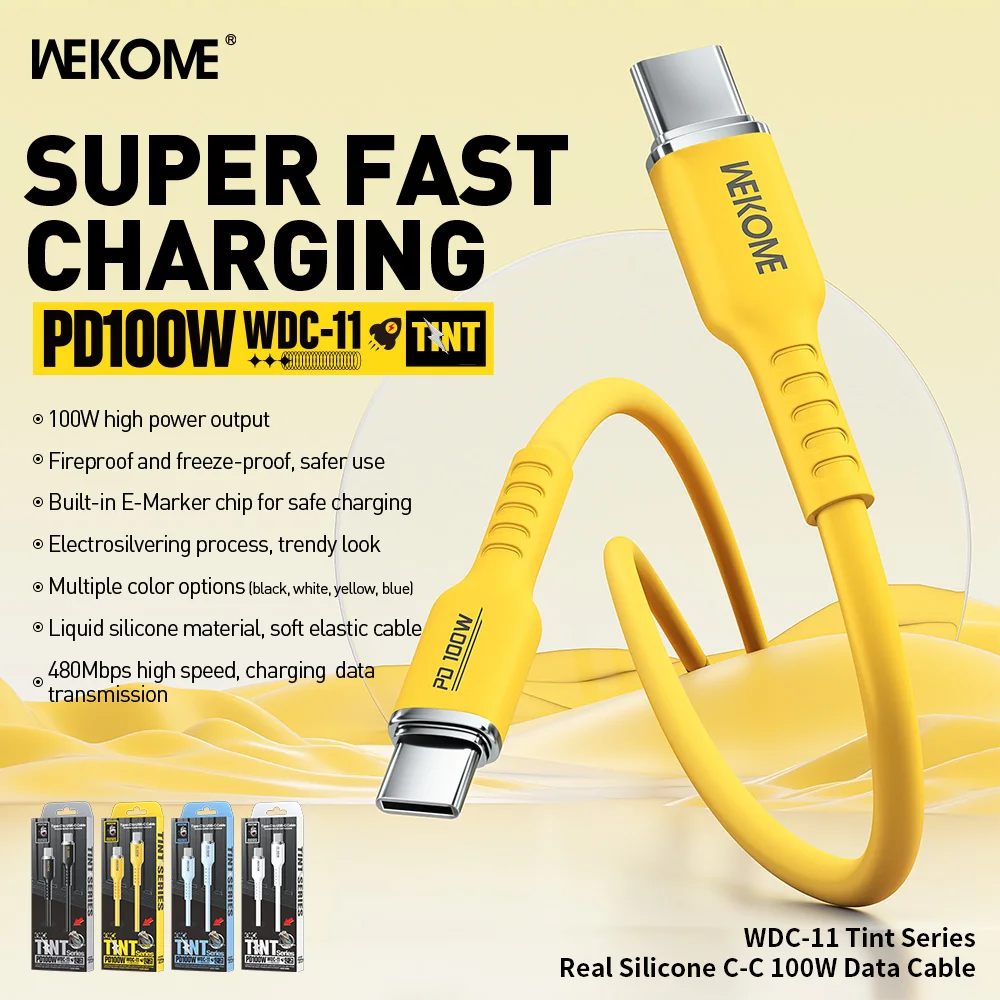 WEKOME 100W Type C Fast Charging Liquid Silicone Cable iPhone 17 Charging Cable Data Transmission Cord for iPhone Xiaomi Samsung