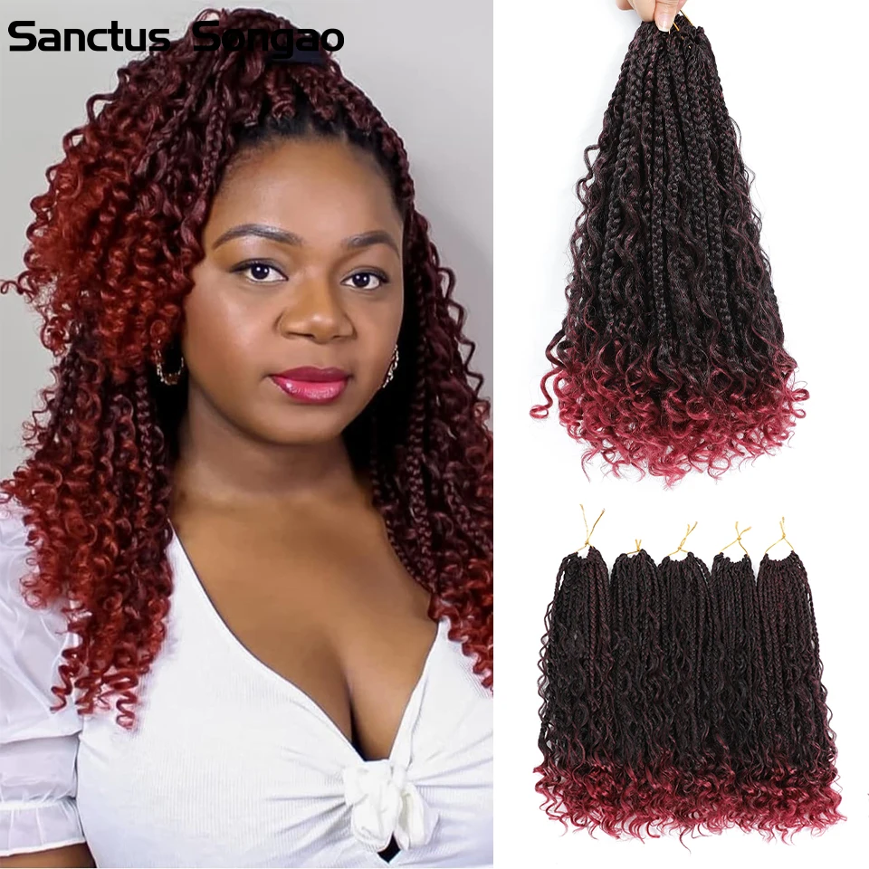 14 20 Inch Goddess Box Braids Crochet Hair Pre Looped Synthetic Braiding Hair 1B T 27 30 Bohemian Hippie Box Braids Crochet Hai