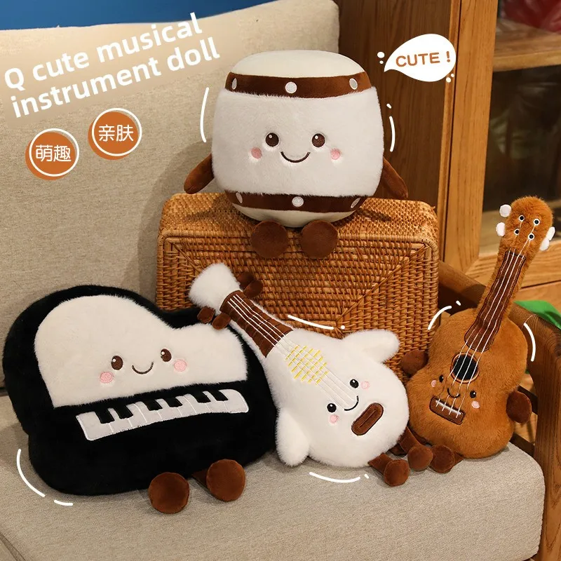 Muñecos de Peluche de Dibujos Animados, Juguetes de Peluche con Instrumentos Musicales, Almohadas Decorativas para Niños, Regalo, Guitarra, Pipa, Piano, Tambor, Muñecos Suaves