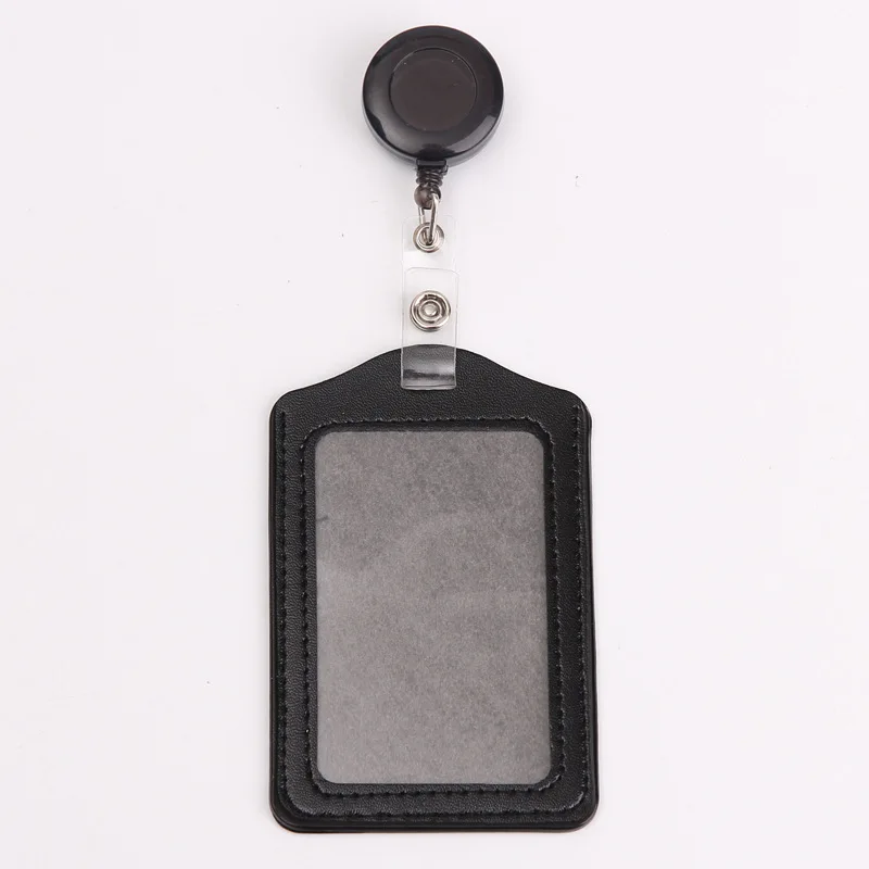 Porte-badge en cuir PU avec bobine rétractable, ensemble de clips de carte d'identité de poitrine pour infirmière Foctor, étui de permis de travail du personnel, étiquette de nom