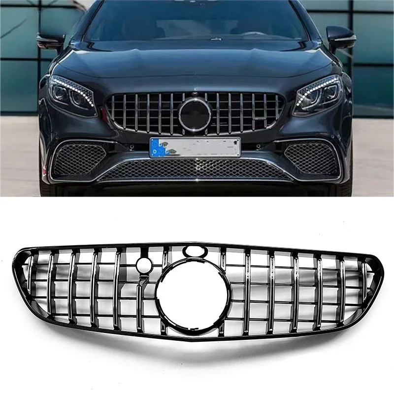 

Racing Grills For S-class 2-door W217 S63 Modified Gt Vertical Stripe Bumper Upper Grille 2015-2017 Original Car Replacement