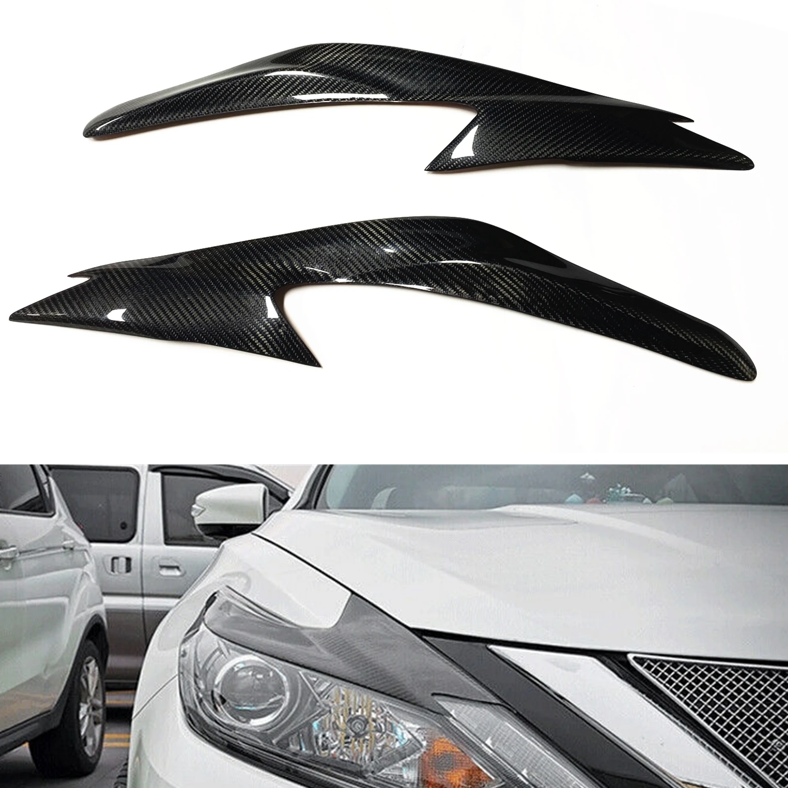 

For Nissan Altima Teana 2016-2018 Headlamp Eyebrow Headlight Eyelid Brow Trim Carbon Fiber Front Head Light Lamp Cover Sticker