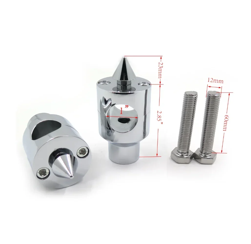 

Motorcycle Shorty Spike ROUND 25mm Handlebar Riser for Harley Kawasaki Suzuki Yamaha Honda CHROMED