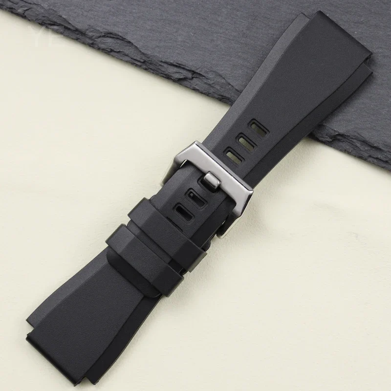 Exquisitas correas de reloj de silicona con interfaz convexa para la serie Bell Ross BR01 BR03, correa suave que absorbe la humedad de 24mm