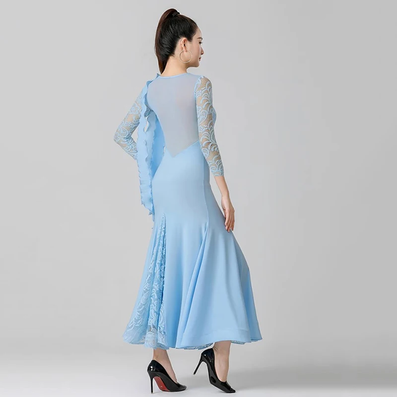 2025 Nuovo vestito da ballo da sala da donna Nero Abiti da ballo moderni Standard nazionale Festa Tango Valzer Costumi di performance